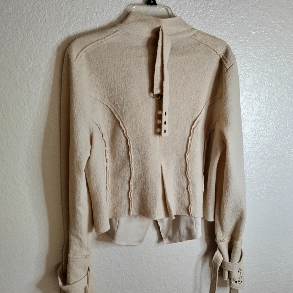 Free people We the Free People Wool Crop Moto Military Jacket sz L - Picture 7 of 9